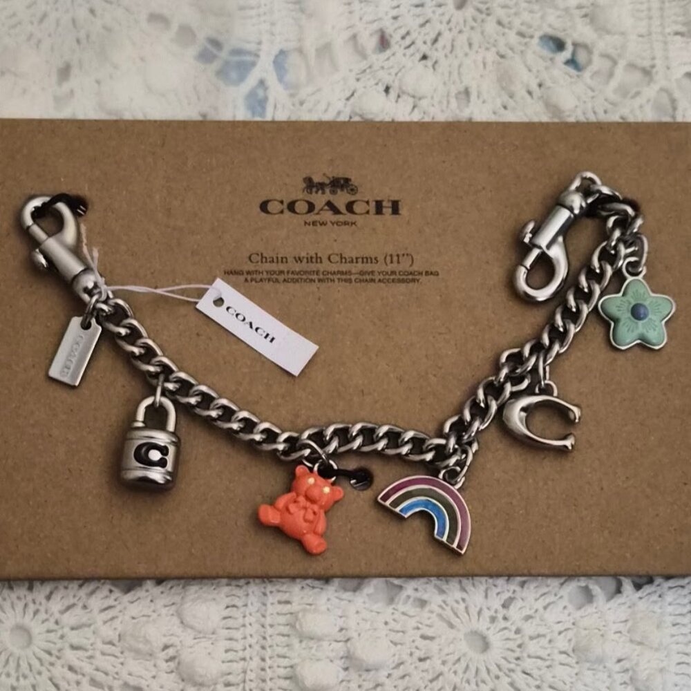 Coach Adorable Silver Swagger Chain With Six Charms CW662